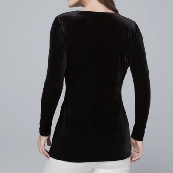 White House Black Market Velvet Faux Wrap long Sleeves top. - Picture 2 of 10